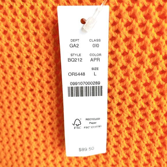 NEW J. Crew Shirt Crochet Crewneck Beach Sweater Orange Nautical Swim Resort - Picture 9 of 12